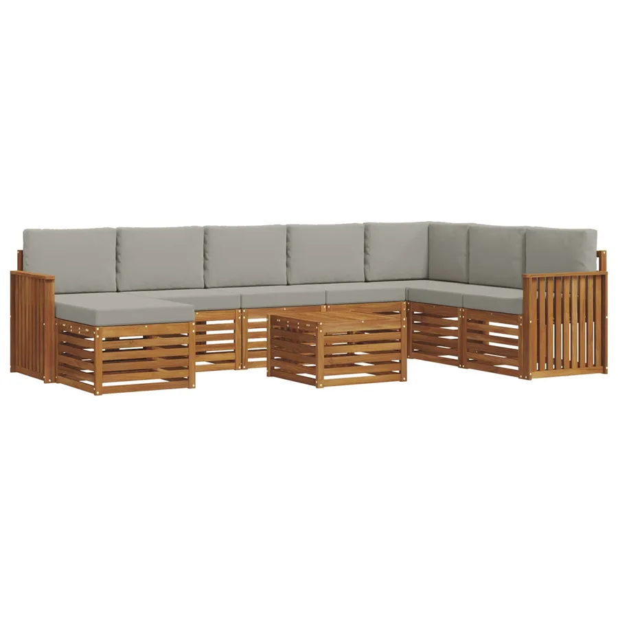 Ensemble de canapés d'extérieur 9 pcs Gris Naturel et Clair - 2