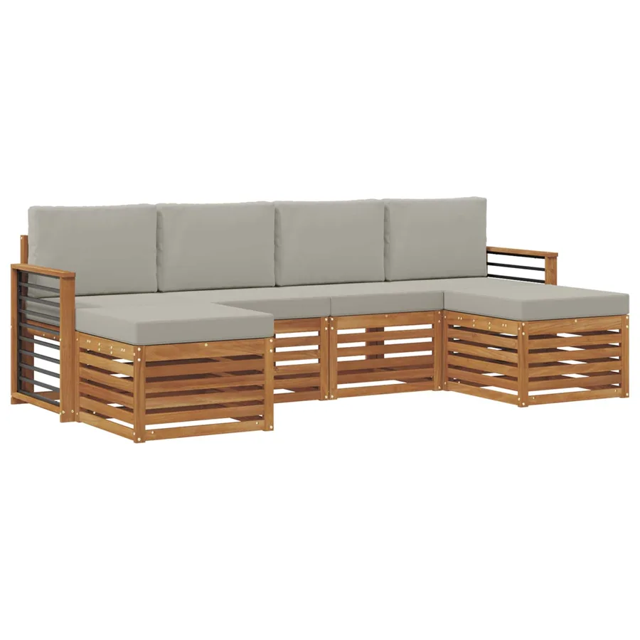 Ensembles de canapés avec coussin 6 pcs Gris Naturel et Clair - 2