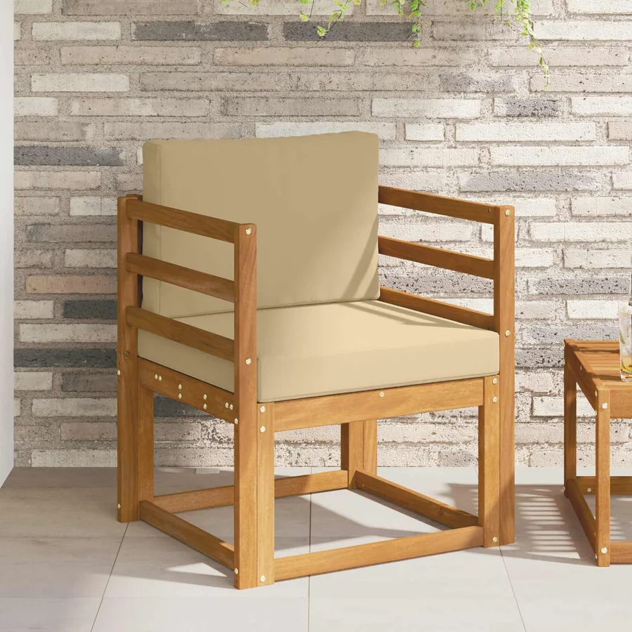 Canapé d’extérieur Bois d'acacia massif et polyester Naturel