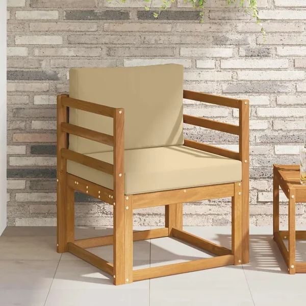 Canapé d’extérieur Bois d'acacia massif et polyester Naturel