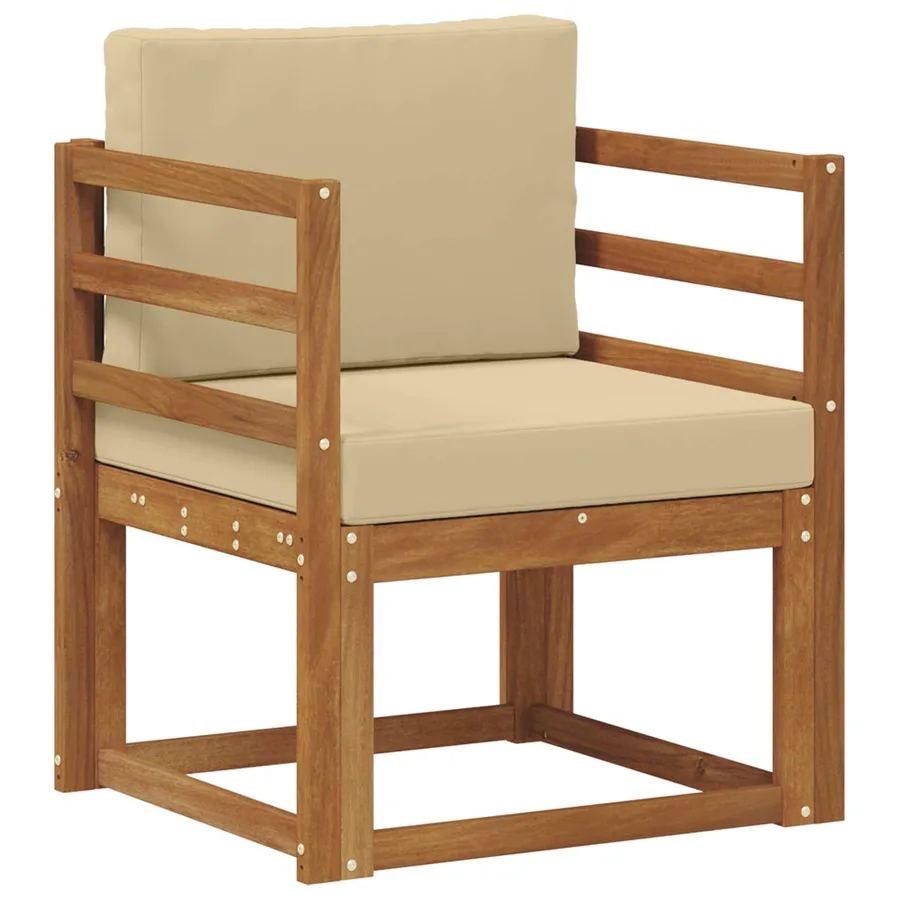 Canapé d’extérieur Bois d'acacia massif et polyester Naturel - 2