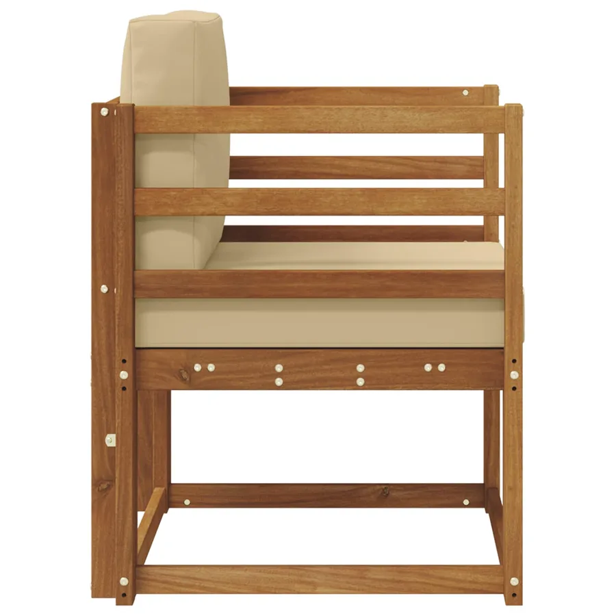 Canapé d’extérieur Bois d'acacia massif et polyester Naturel - 4
