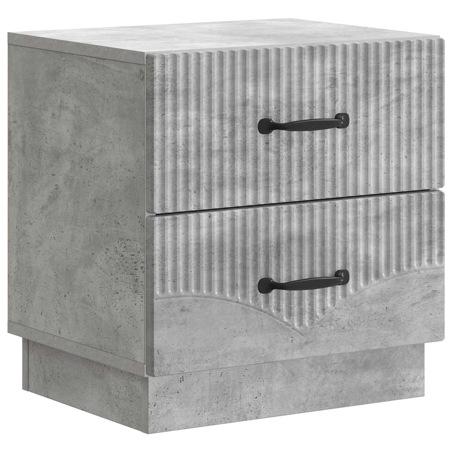 Cabinet de chevet avec tiroir Gris béton 43 x 34,5 x 44,5 cm - 2