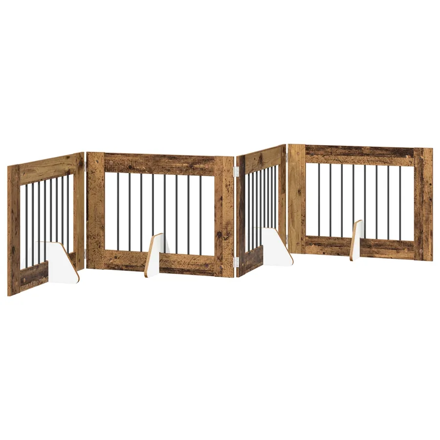 Porte de chien pliable avec supports 4 pcs Bois ancien 321 cm - 2
