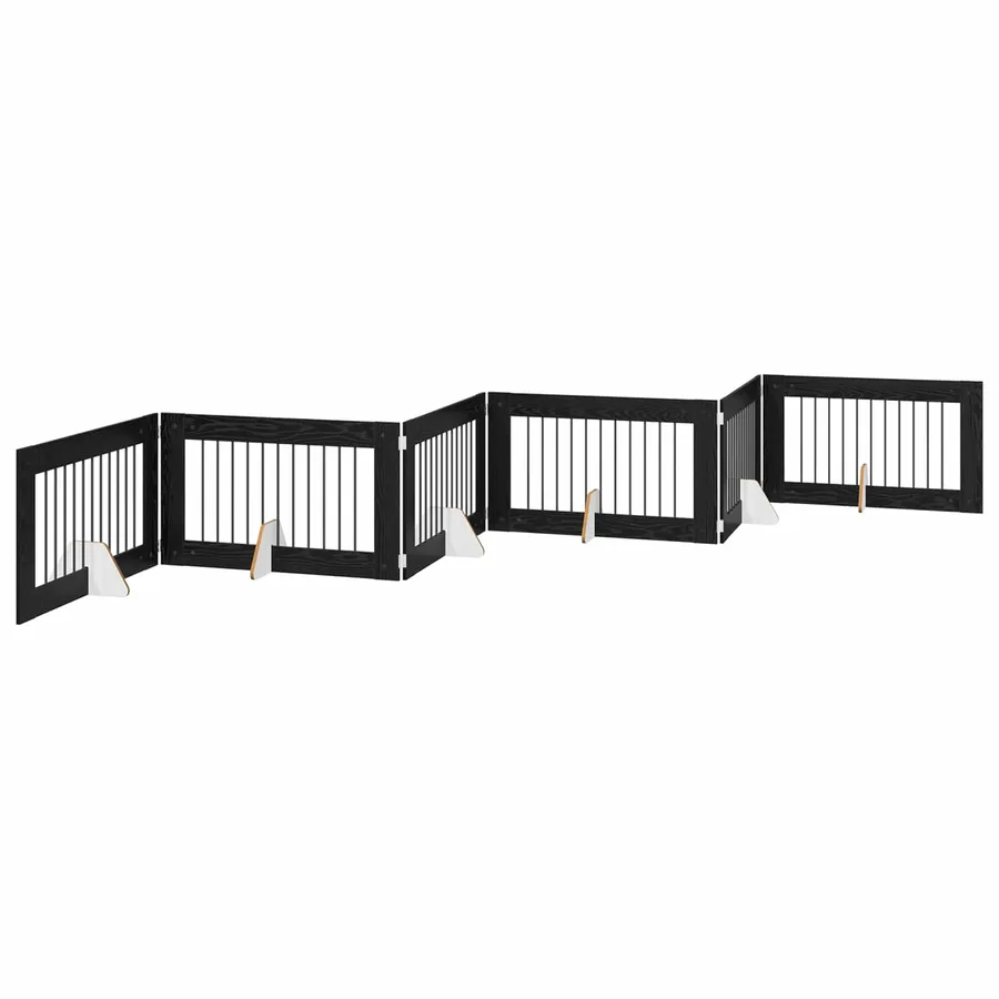 Porte de chien pliable avec supports 6 pcs Chêne noir 602 cm - 2