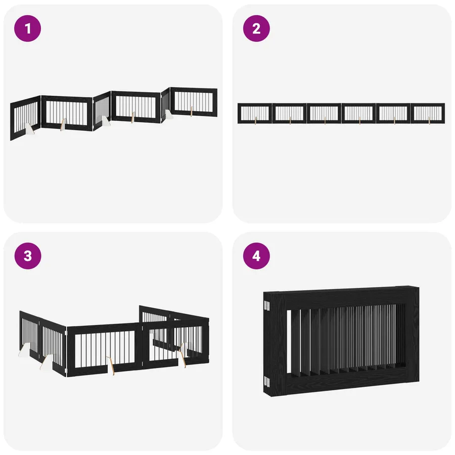 Porte de chien pliable avec supports 6 pcs Chêne noir 602 cm - 7