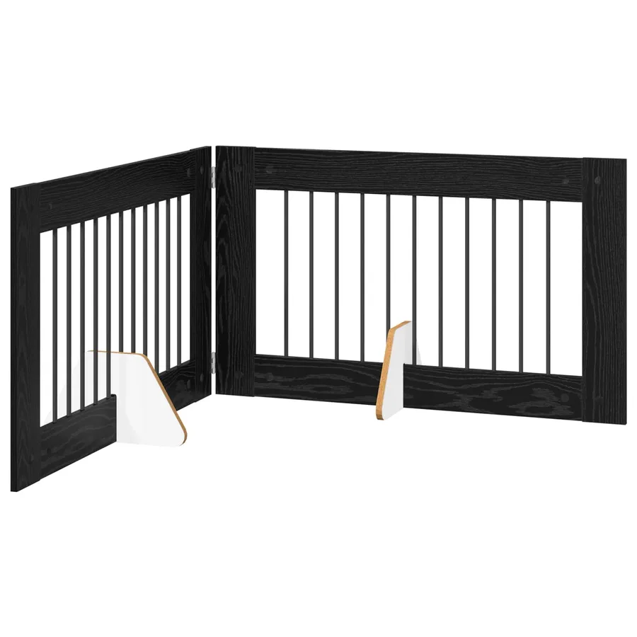 Porte de chien pliable avec supports 2 pcs Chêne noir 200,5 cm - 2