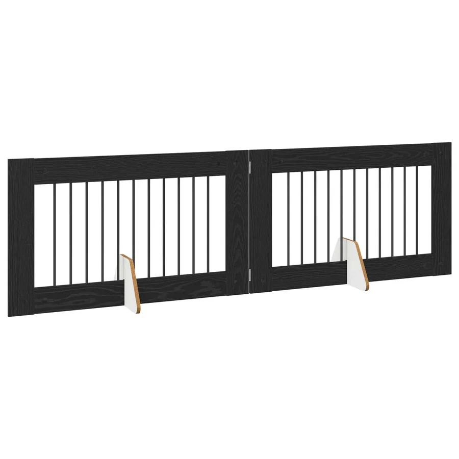 Porte de chien pliable avec supports 2 pcs Chêne noir 200,5 cm - 3