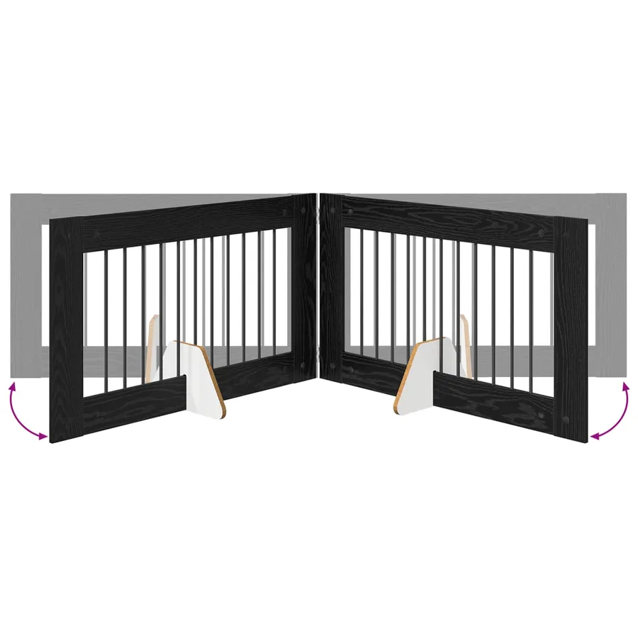 Porte de chien pliable avec supports 2 pcs Chêne noir 200,5 cm - 7