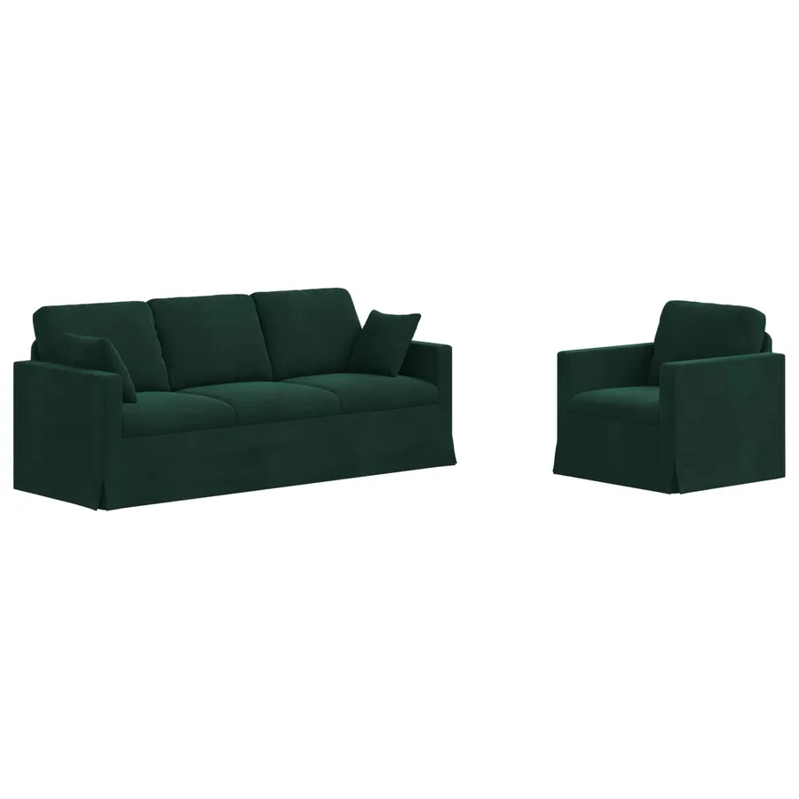 Ensemble de Canapés 2 pcs Vert foncé 198 x 78 x 80 cm Velours - 2