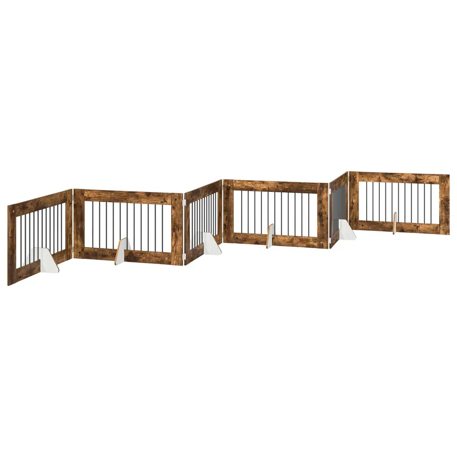 Porte de chien pliable avec supports 6 pcs Chêne fumé 602 cm - 2