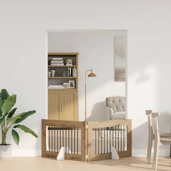 Porte de chien pliable avec supports 2 pcs Chêne artisanal