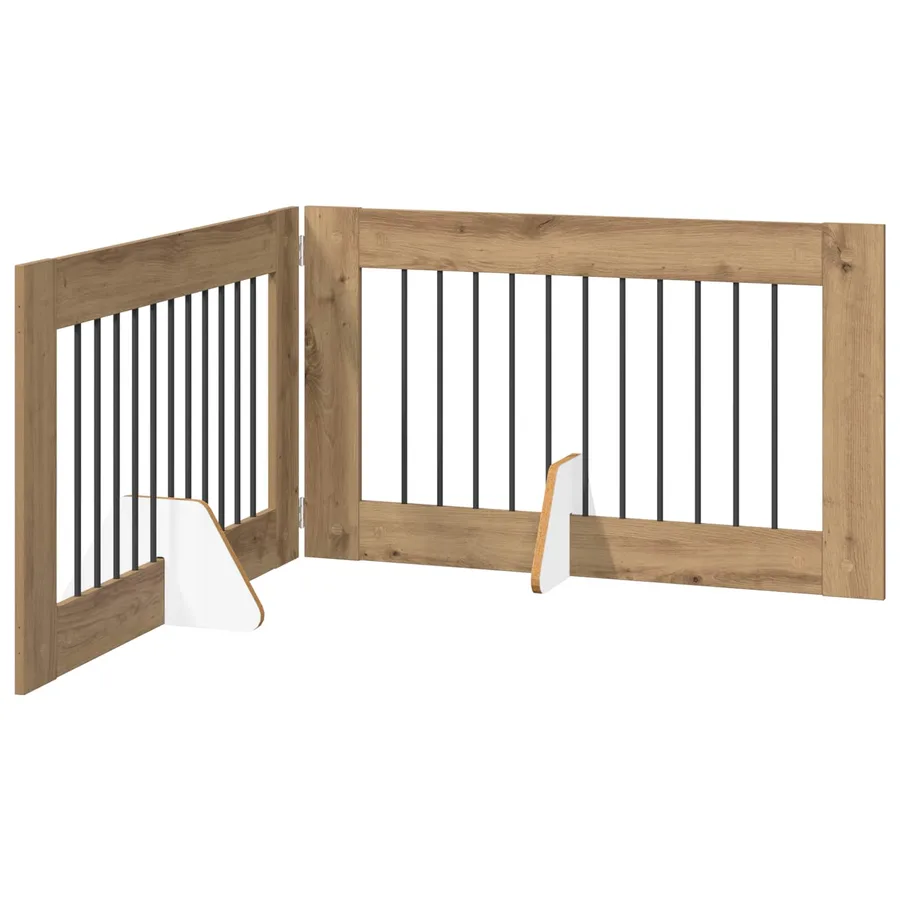 Porte de chien pliable avec supports 2 pcs Chêne artisanal - 2