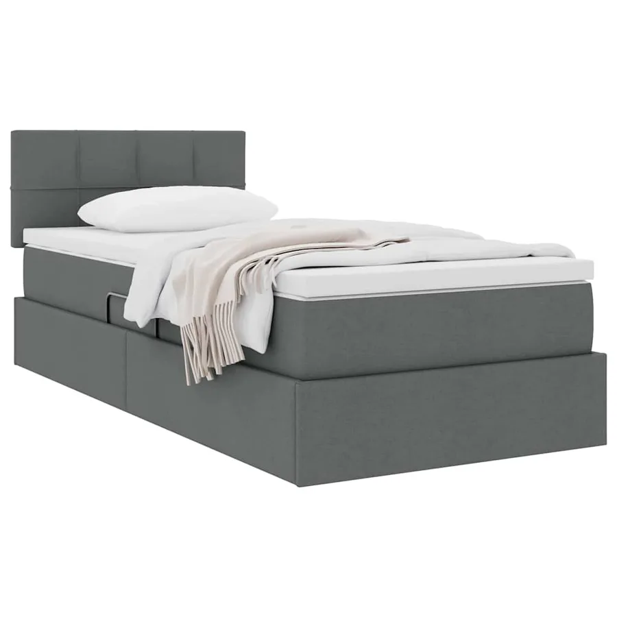 Lit avec rangement et matelas Gris foncé 100 x 200 cm - 3