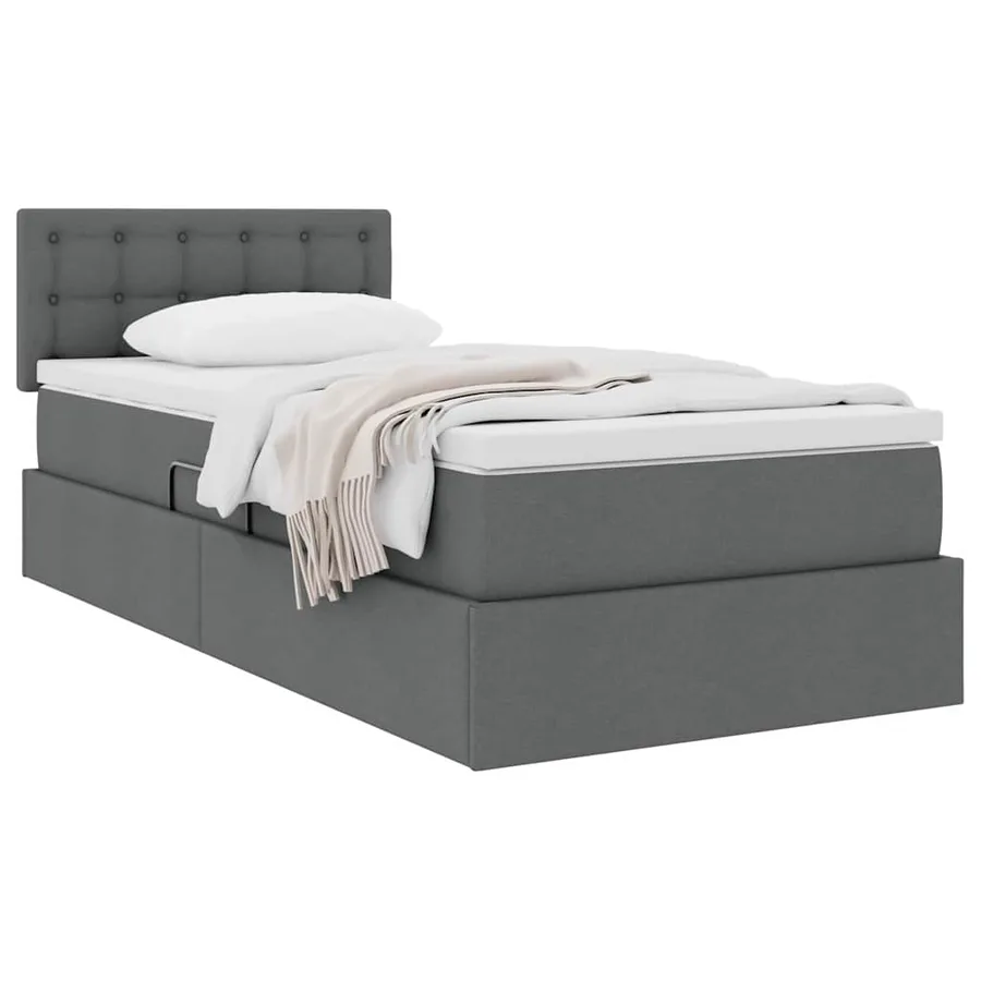 Lit avec rangement et matelas Gris foncé 100 x 200 cm - 3