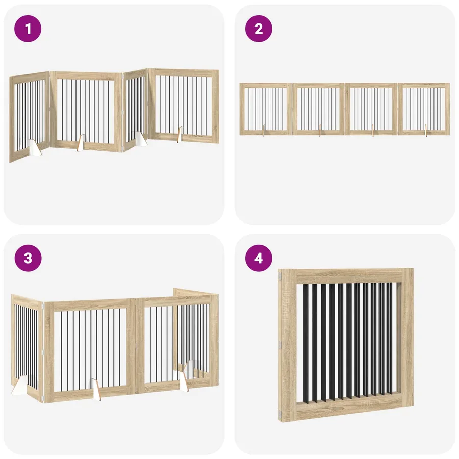 Porte de chien pliable avec supports 4 pcs Chêne Sonoma 401 cm - 7