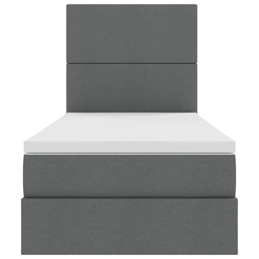 Lit avec rangement et matelas Gris foncé 100 x 200 cm tissu - 7