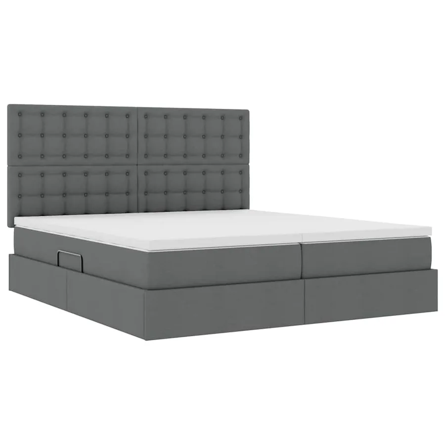 Lit de rangement LED avec matelas Gris foncé 200 x 200 cm Tissu - 6
