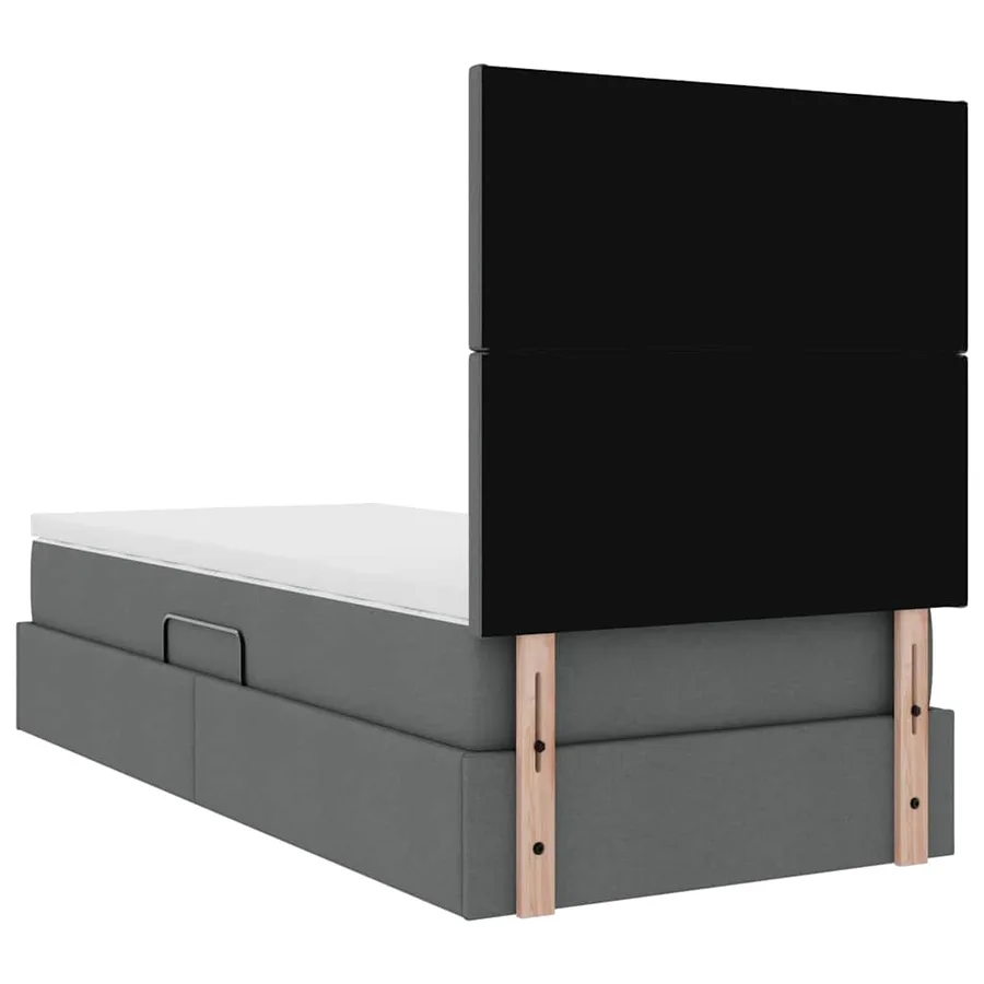 Lit de rangement LED avec matelas Gris foncé 100 x 200 cm Tissu - 12