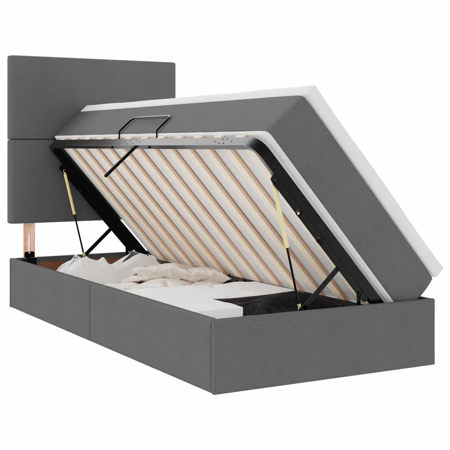 Lit de rangement LED avec matelas Gris foncé 100 x 200 cm Tissu - 2