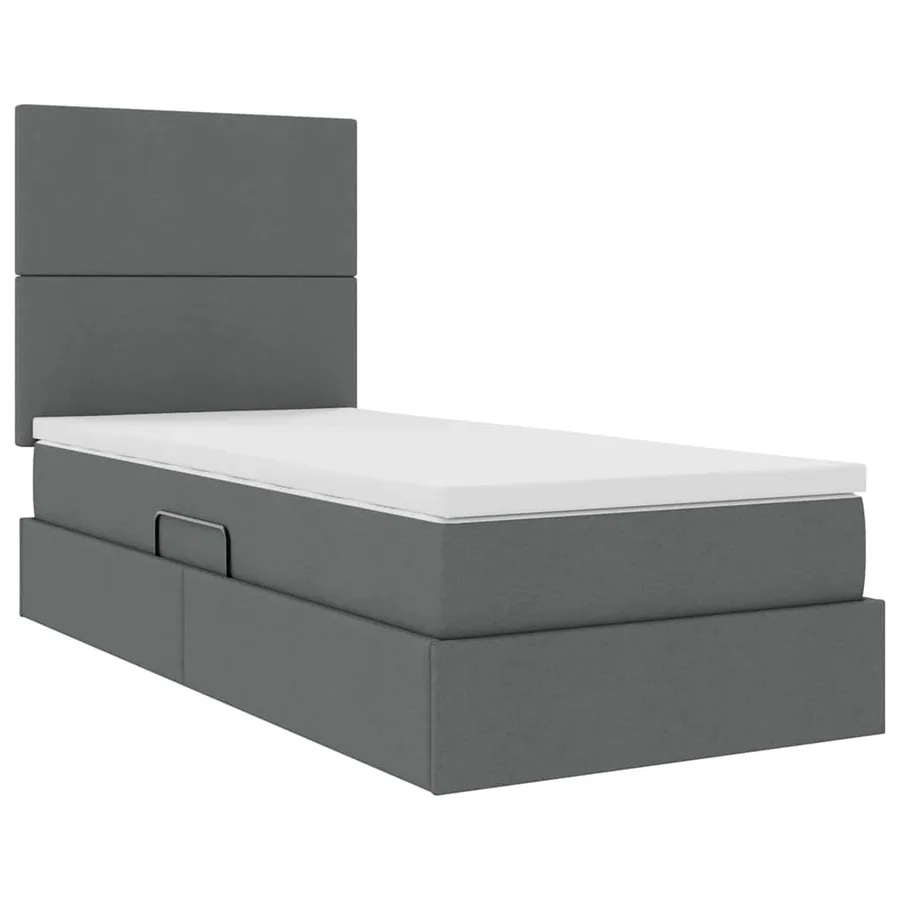 Lit de rangement LED avec matelas Gris foncé 100 x 200 cm Tissu - 6