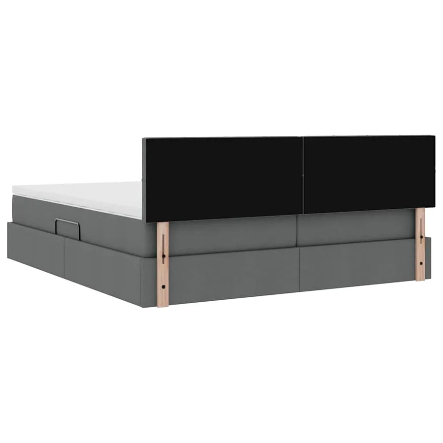 Lit de Rangement Gris foncé 200 x 200 cm Cuir synthétique - 12