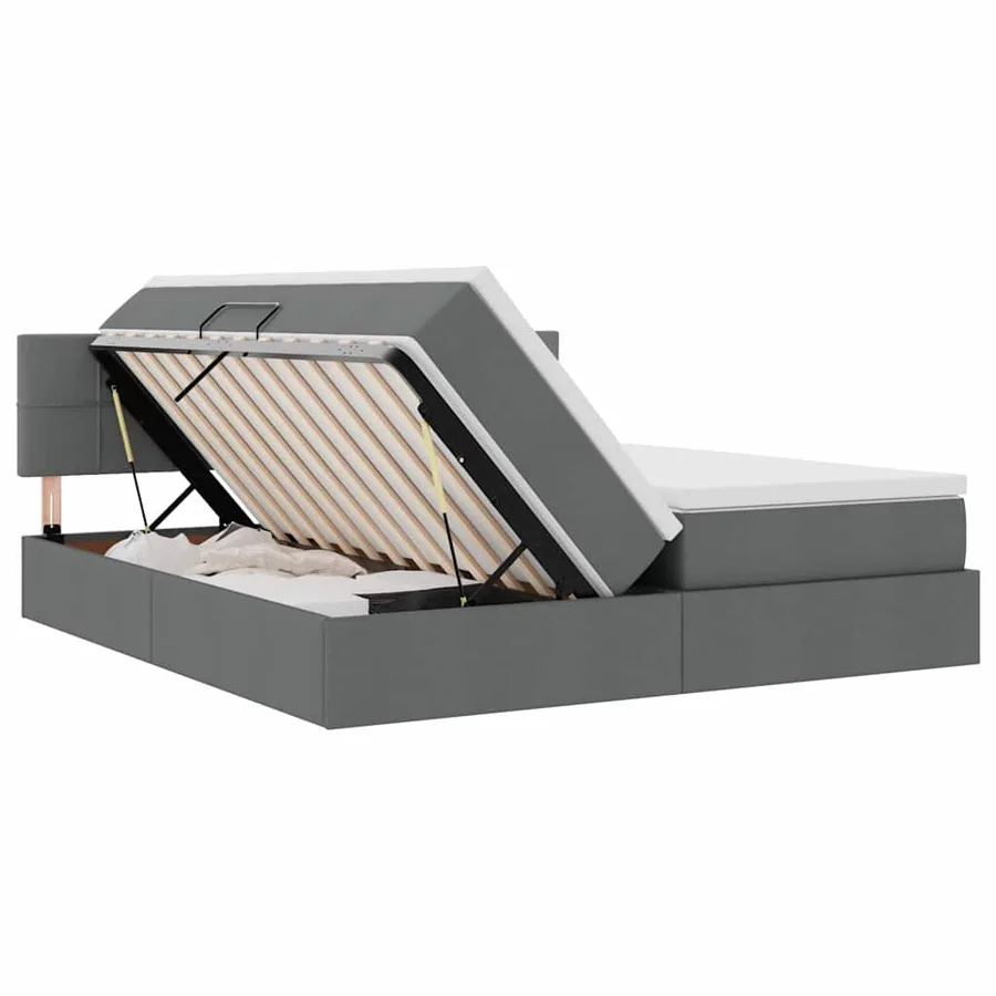 Lit de Rangement Gris foncé 200 x 200 cm Cuir synthétique - 7