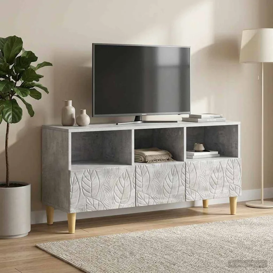 Meuble TV 102 x 34,5 x 50 cm Gris béton Bois d'ingénierie