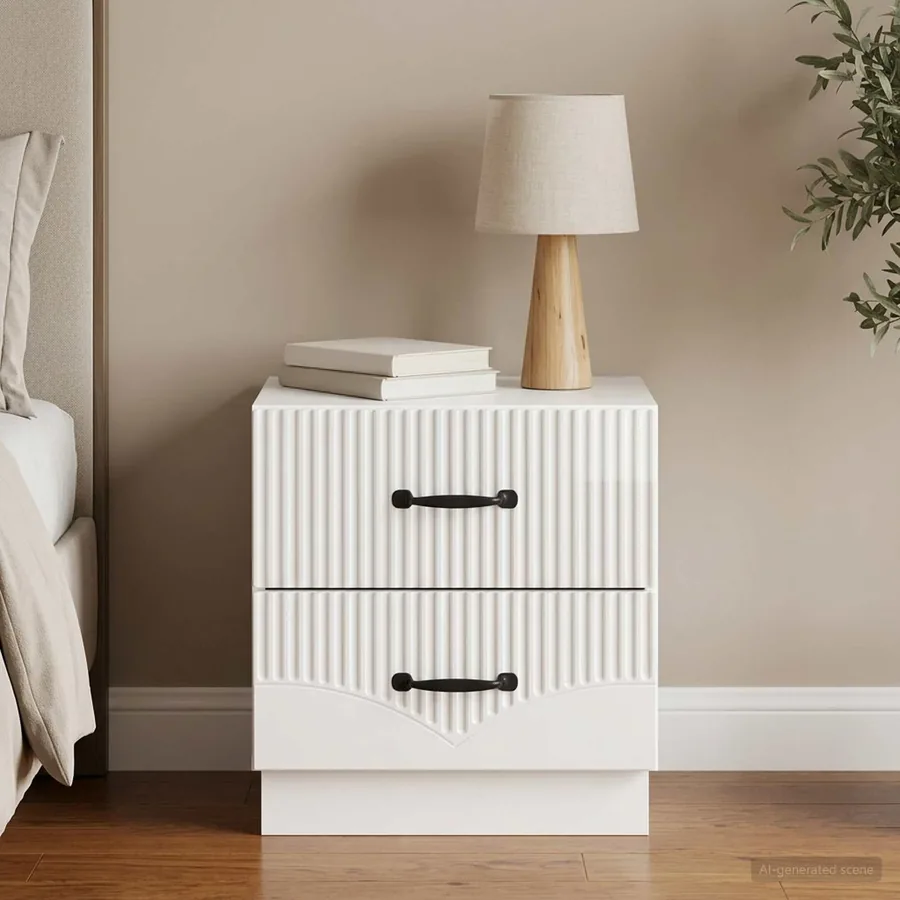 Cabinet de chevet Blanc brillant 43 x 34,5 x 44,5 cm