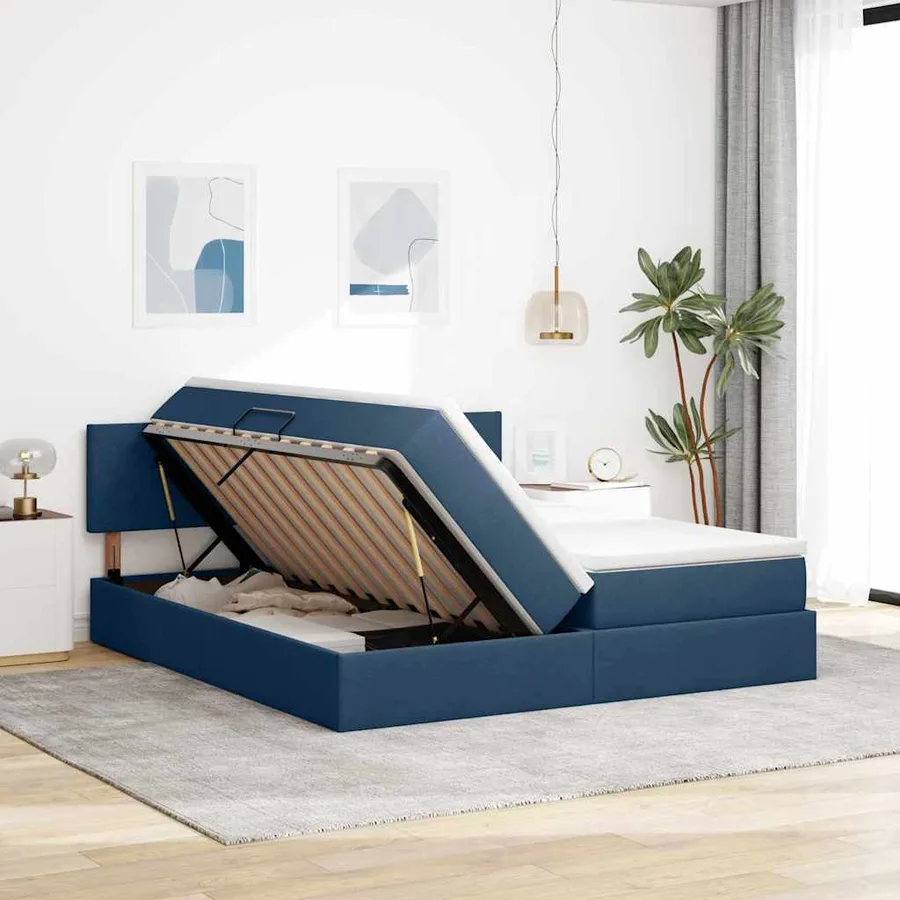 Lit de Rangement Bleu 180 x 200 cm Cuir synthétique - 4