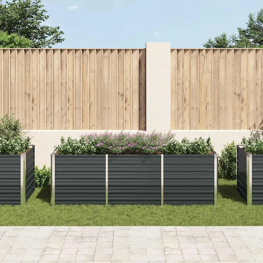 Lit surélevé de jardin Anthracite 240x80x77 cm Acier galvanisé - 3