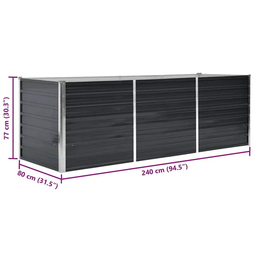 Lit surélevé de jardin Anthracite 240x80x77 cm Acier galvanisé - 8