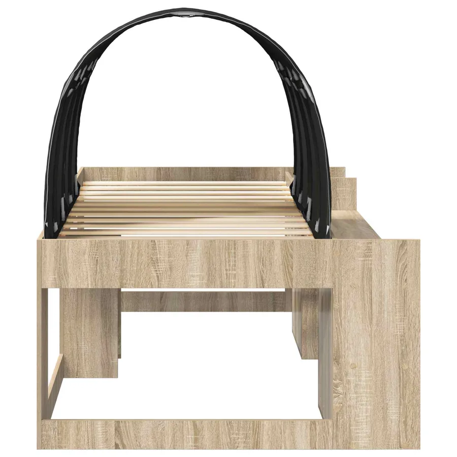 Lit avec Tunnel 3 pc Sonoma et Noir Bois d'ingénierie - 7