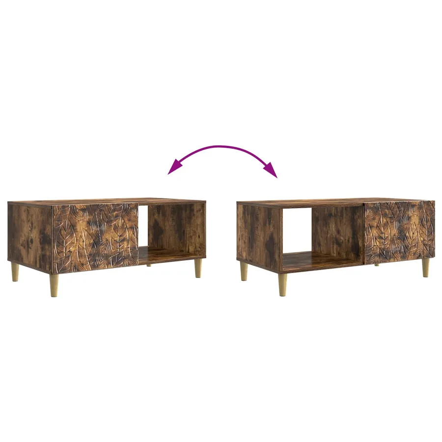 Table basse Chêne fumé 90 x 50 x 40 cm Bois d'ingénierie - 9