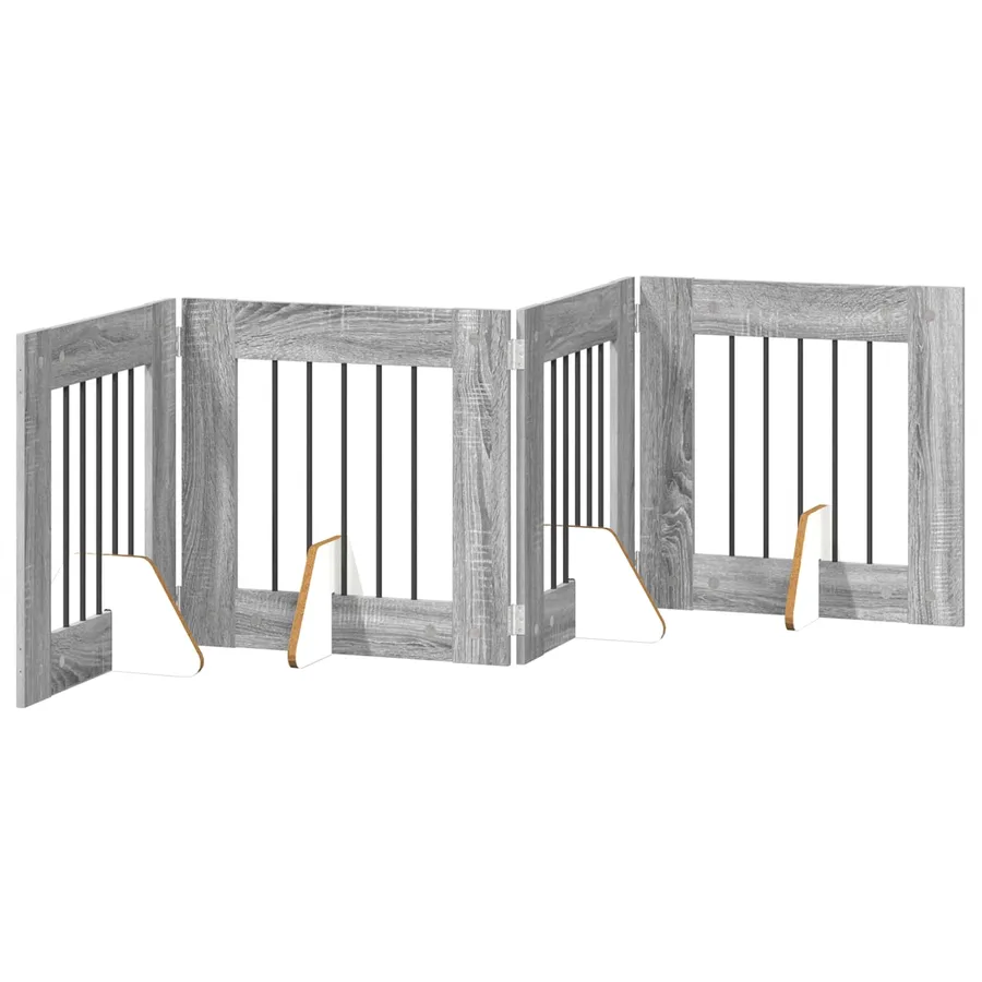Porte de chien pliable avec supports 4 pcs Sonoma gris 241 cm - 2
