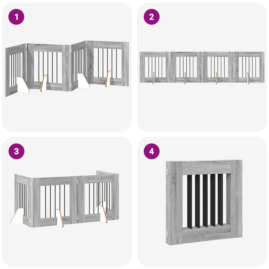 Porte de chien pliable avec supports 4 pcs Sonoma gris 241 cm - 7