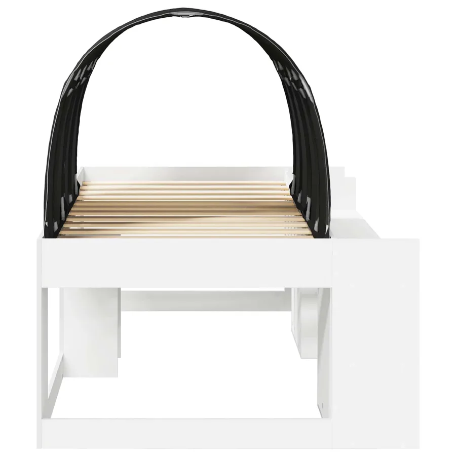 Lit avec Tunnel 3 pc Blanc et noir Bois d'ingénierie - 7
