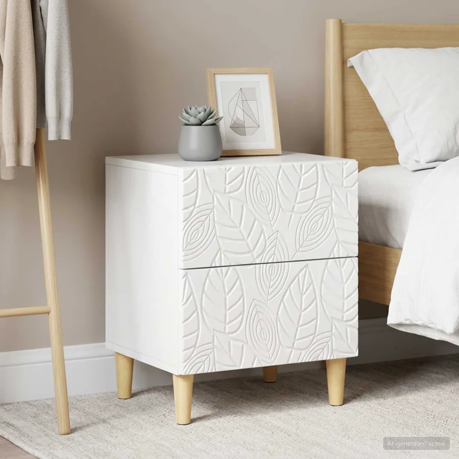 Table de chevet 2 pcs Blanc brillant 43 x 34,5 x 50 cm - 3