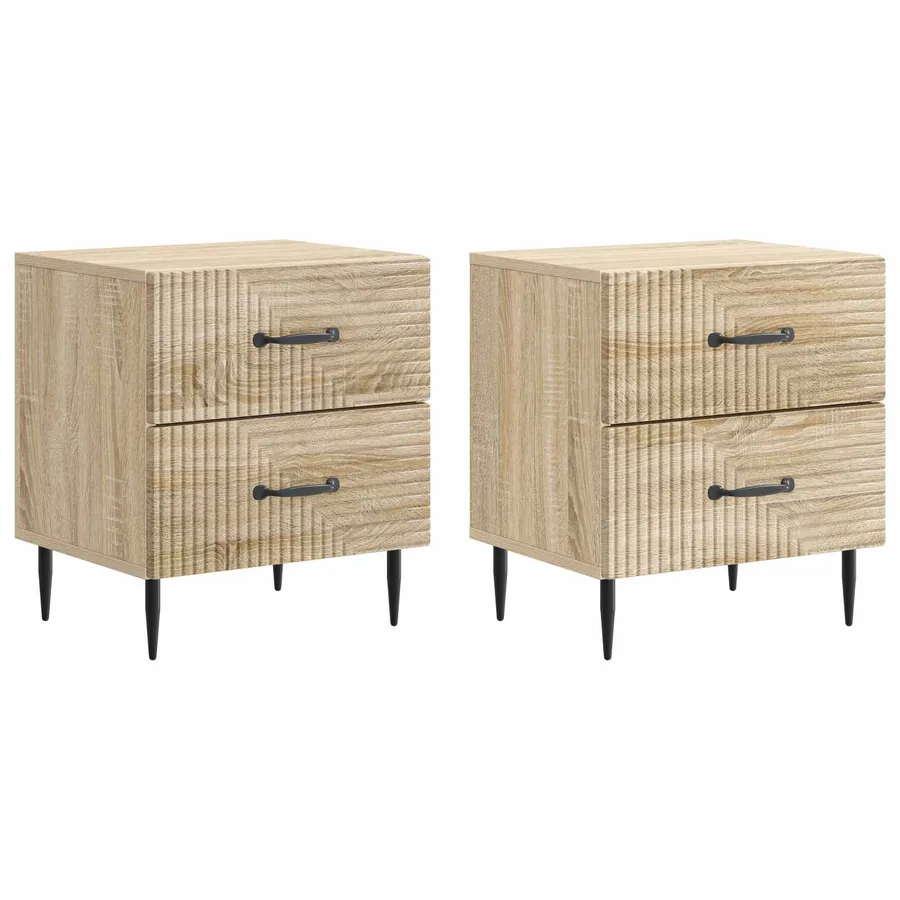 Cabinet de chevet 2 pcs Chêne Sonoma 43 x 34,5 x 47,5 cm - 2