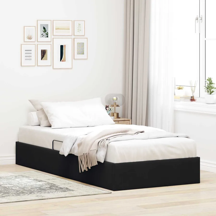 Cadre de lit ottoman avec stockage Noir 100 x 200 cm Velours