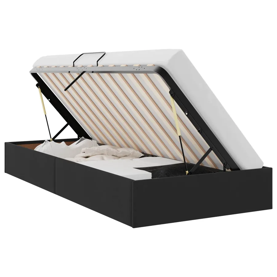 Cadre de lit ottoman avec stockage Noir 100 x 200 cm Velours - 2