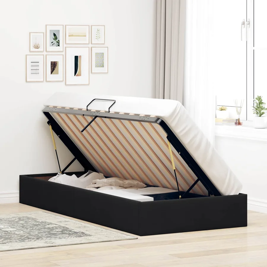 Cadre de lit ottoman avec stockage Noir 100 x 200 cm Velours - 4