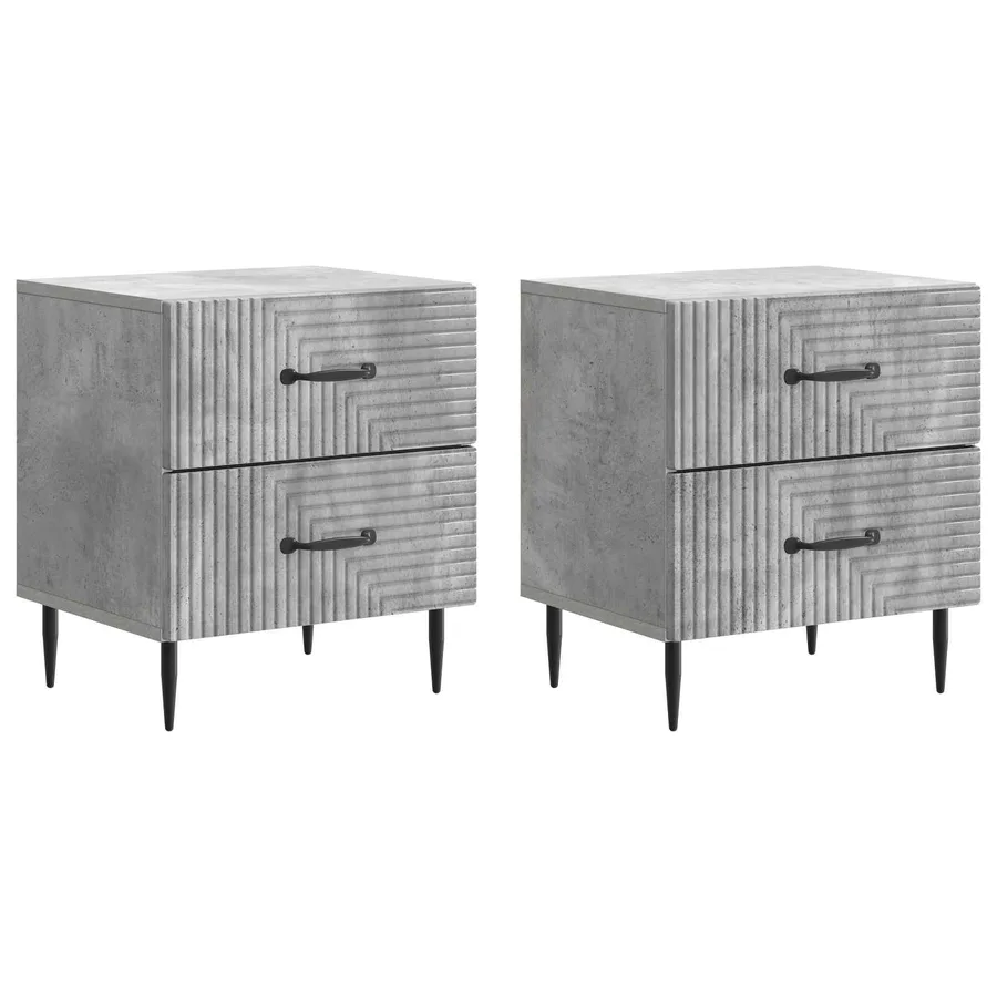 Cabinet de chevet 2 pcs Gris béton 43 x 34,5 x 47,5 cm - 2