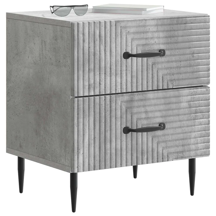 Cabinet de chevet 2 pcs Gris béton 43 x 34,5 x 47,5 cm - 3