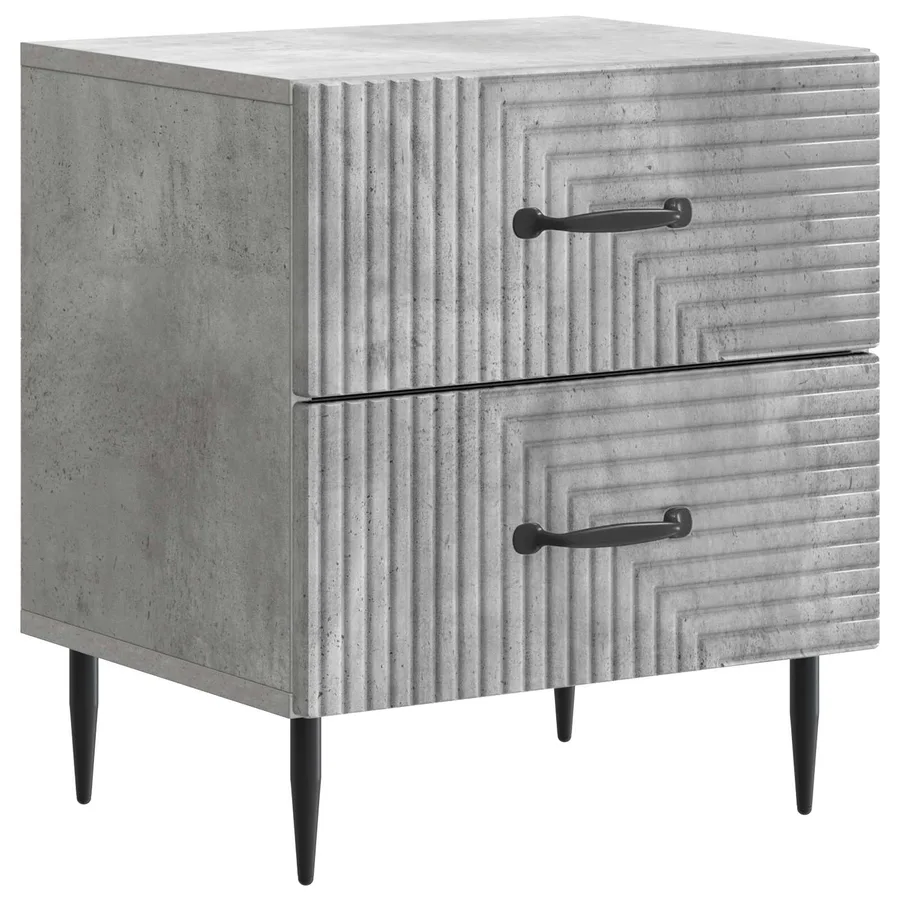 Cabinet de chevet 2 pcs Gris béton 43 x 34,5 x 47,5 cm - 5