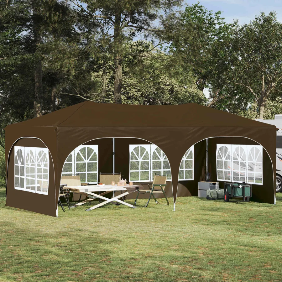 Tente de fête pop-up 575 x 288 x 245 cm Taupe Tissu Oxford