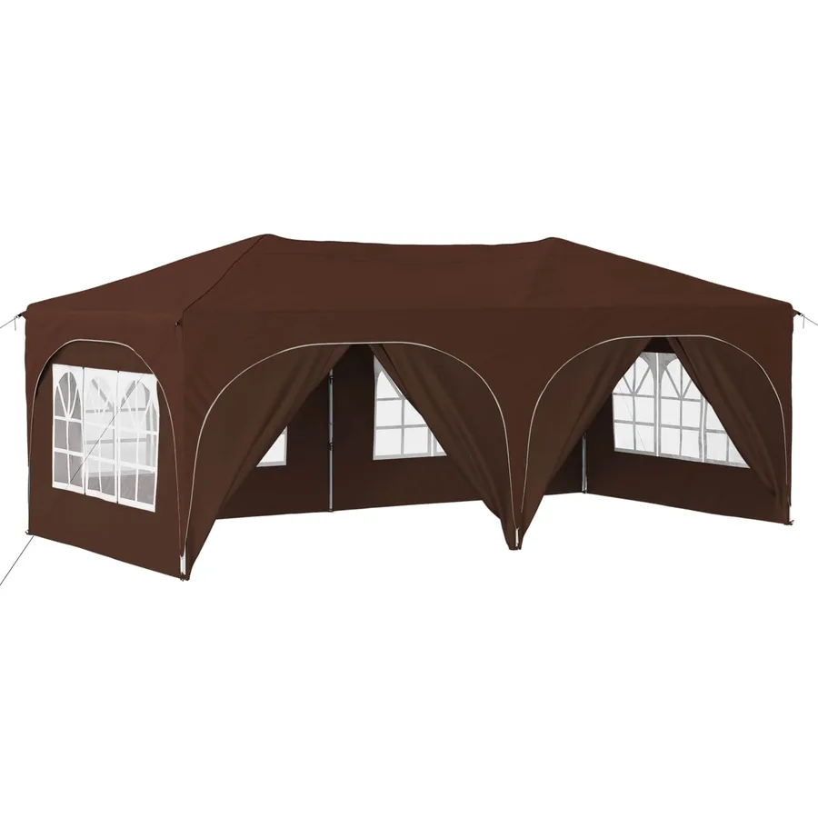 Tente de fête pop-up 575 x 288 x 245 cm Marron Tissu Oxford - 2
