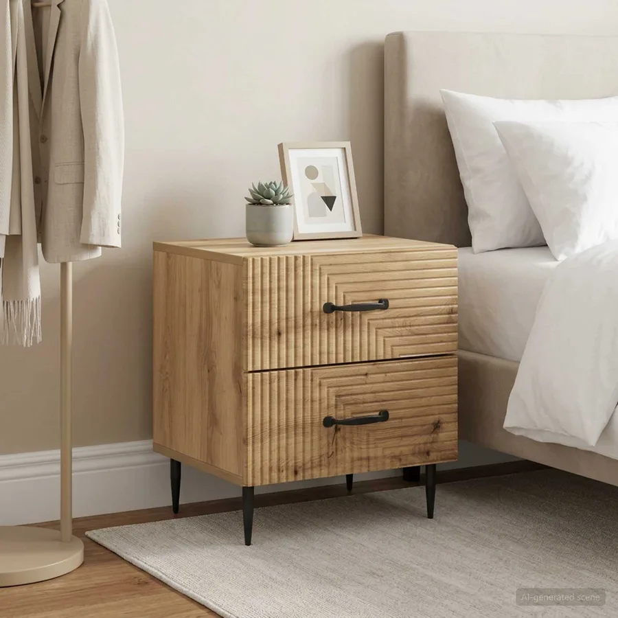 Cabinet de chevet 2 pc Chêne artisanal 43 x 34,5 x 47,5 cm - 4