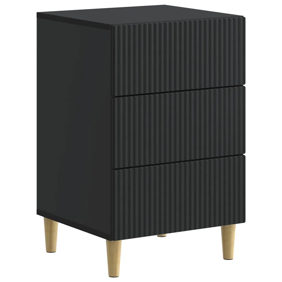 Cabinet de chevet Noir 43 x 41 x 66,5 cm Bois d'ingénierie - 2