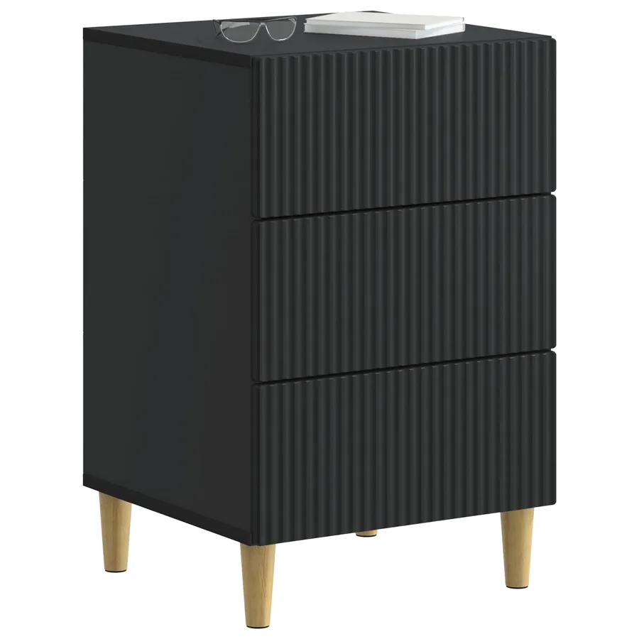 Cabinet de chevet Noir 43 x 41 x 66,5 cm Bois d'ingénierie - 3